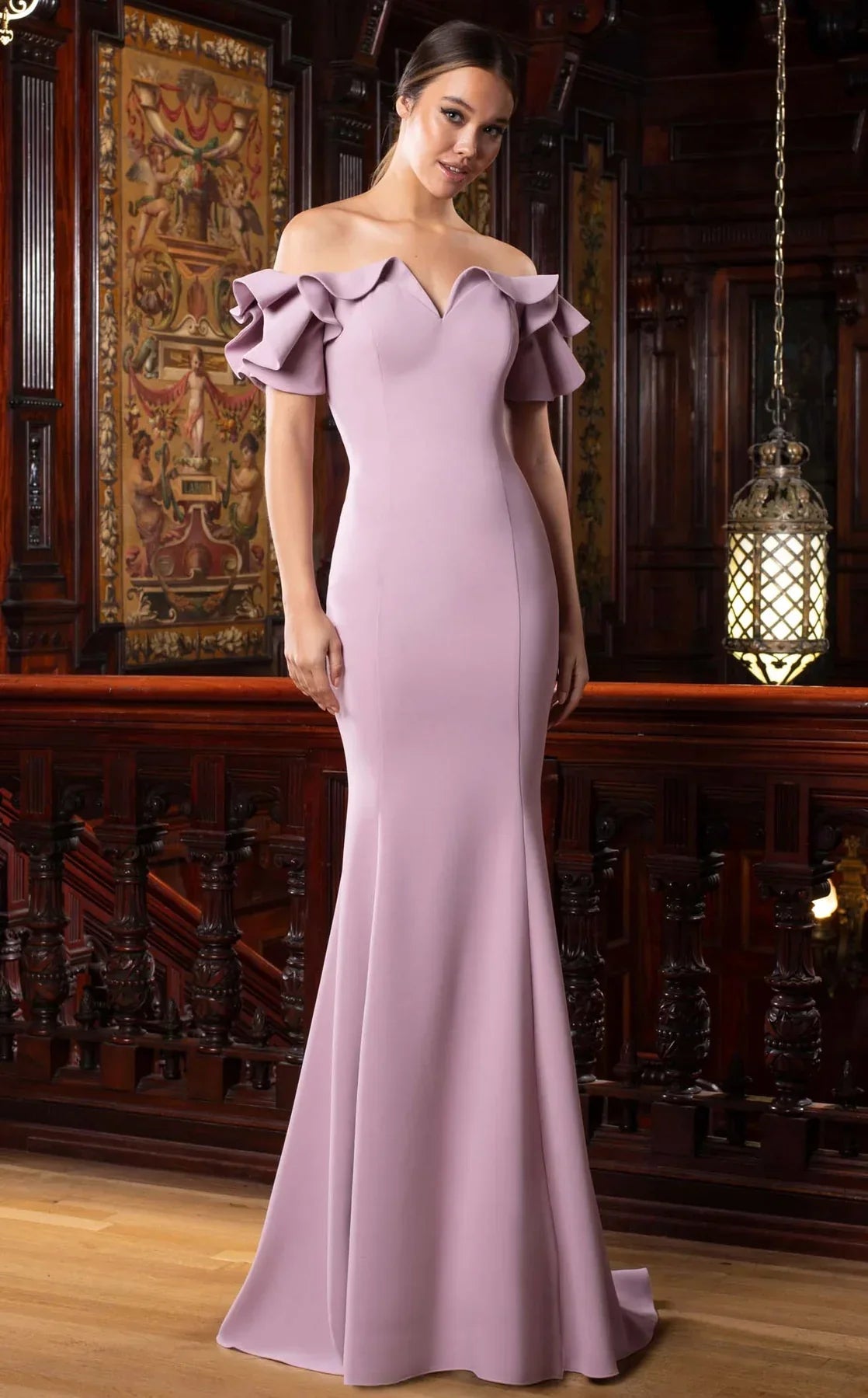 Alexander by Daymor 1588 Formal Long Ruffle Sleeve Evening Dress