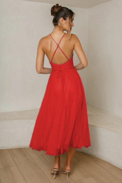 Belle Midi Dress - Red