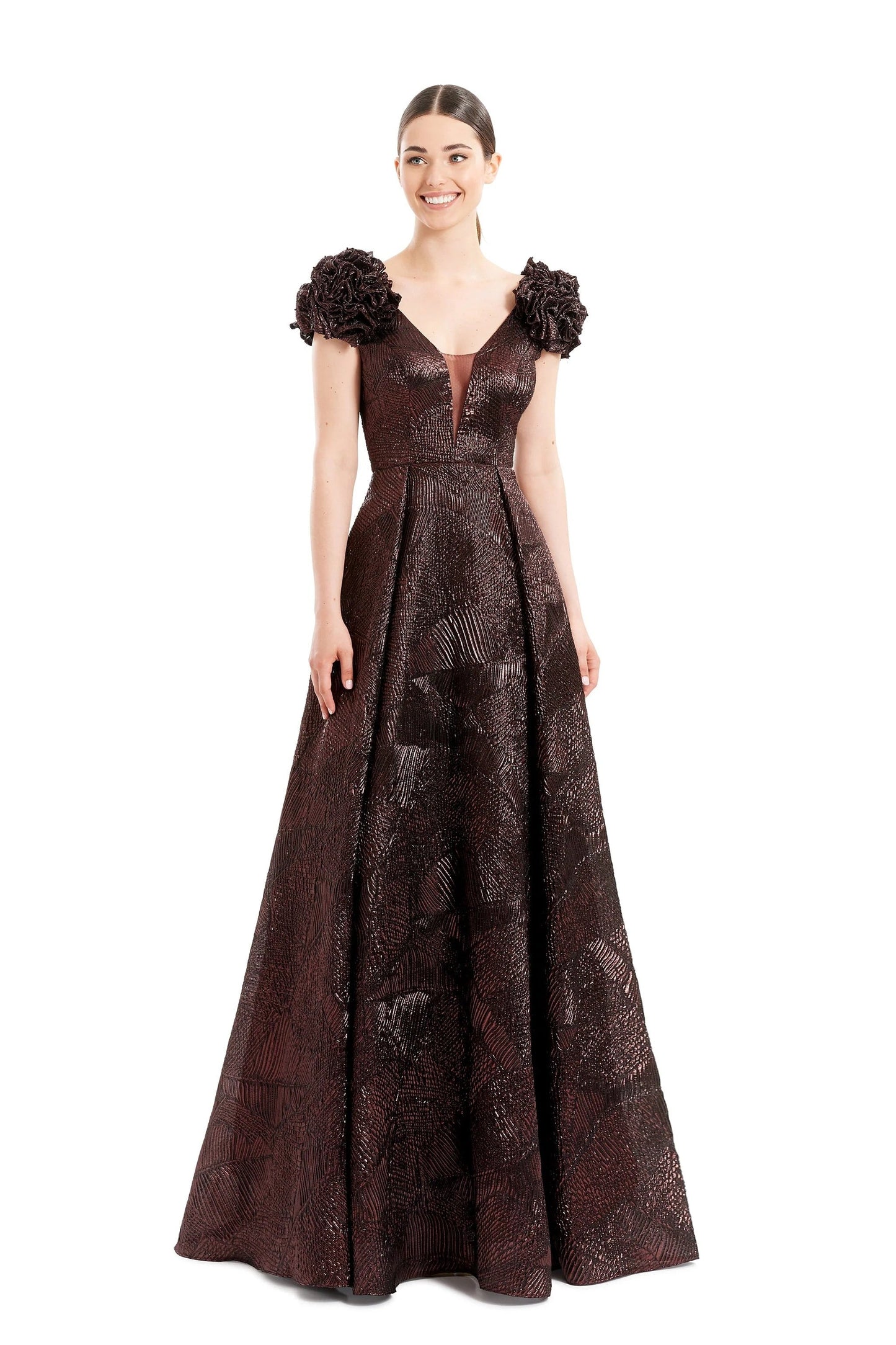 Alexander By Daymor 1651F22 Pleated Long Formal A Line Evening Dress
