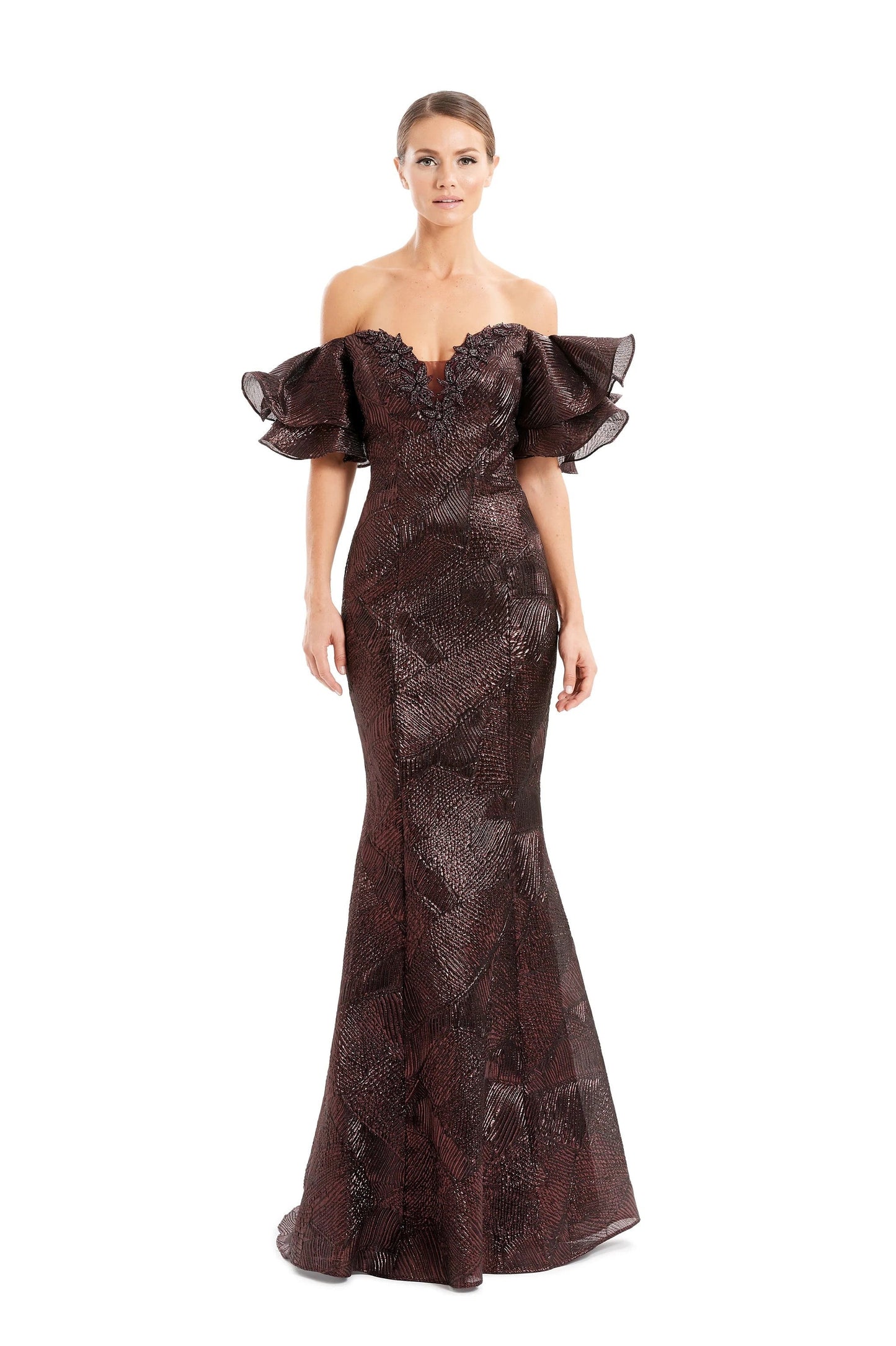 Alexander By Daymor 1652F22 Floral Beaded Long Formal Evening Dress