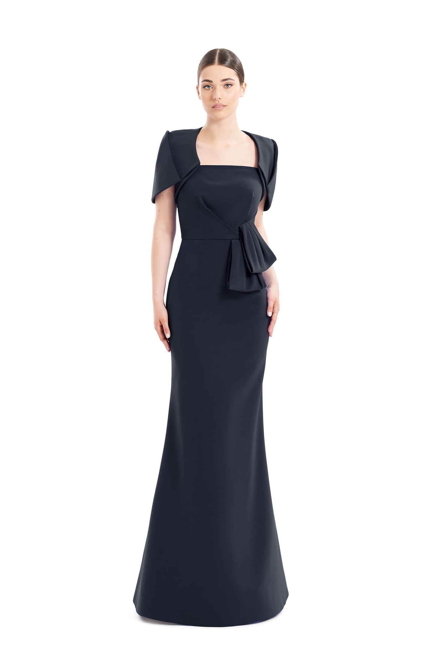 Alexander By Daymor 1656F22 Pleated Long Formal Evening Bolero Dress