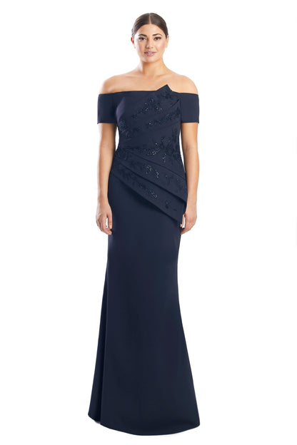 Alexander by Daymor 1753S23 Pleated Long Formal Beaded Dress