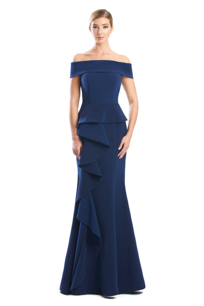 Alexander by Daymor 1756S23 Fitted Long Formal Peplum Evening Dress