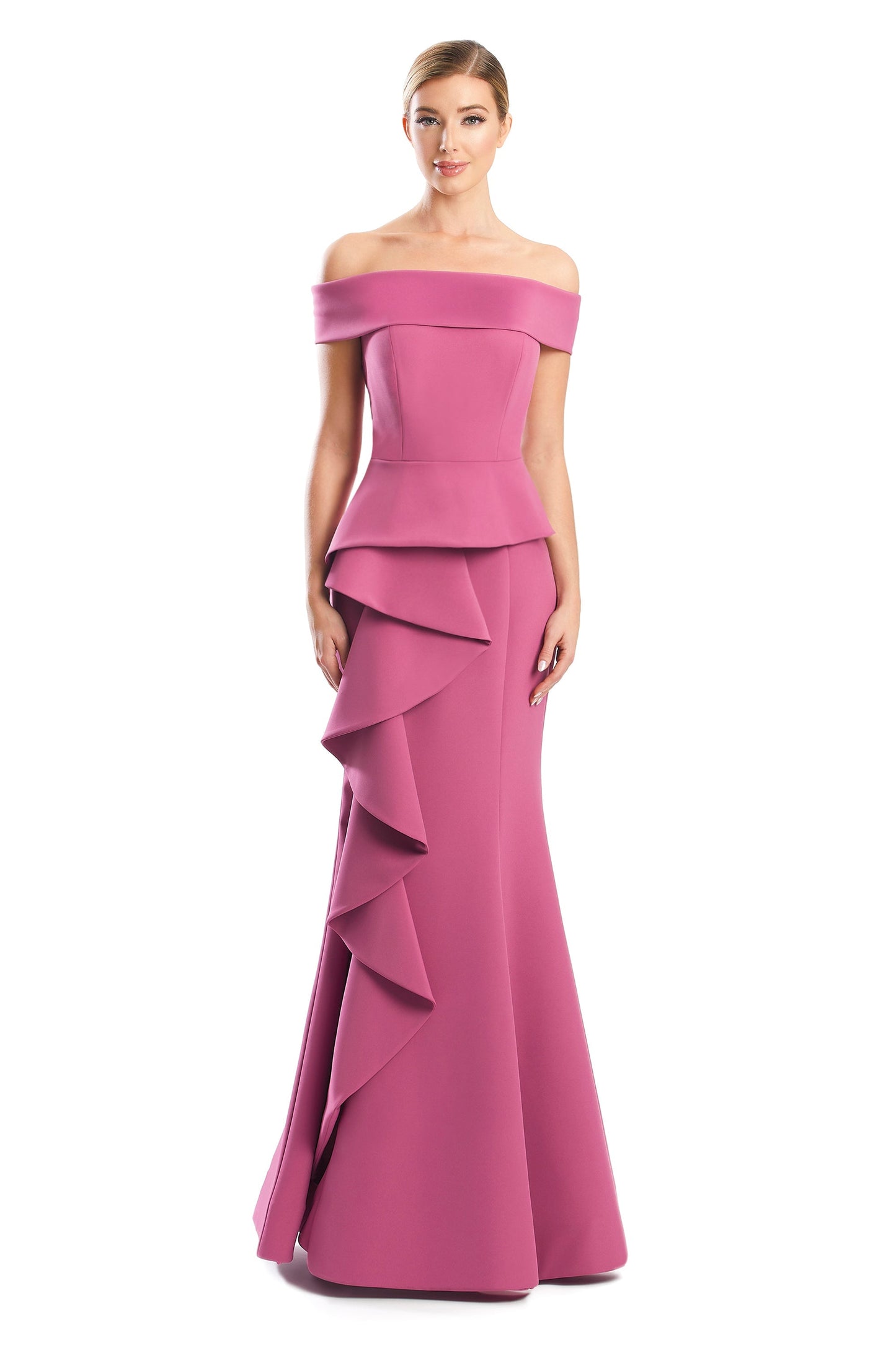 Alexander by Daymor 1756S23 Fitted Long Formal Peplum Evening Dress