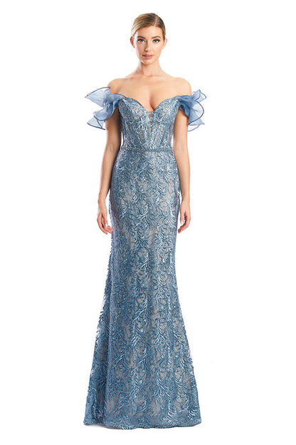 Alexander by Daymor 1774S23 Fitted Long Formal Lace Evening Prom Dress
