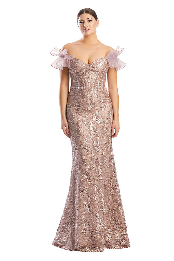 Alexander by Daymor 1774S23 Fitted Long Formal Lace Evening Prom Dress
