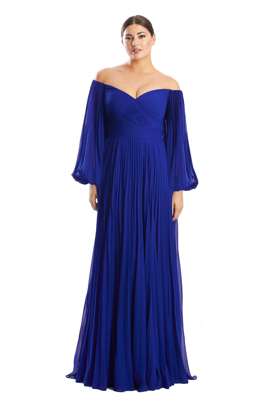 Alexander by Daymor 1792S23 Pleated Long Formal A Line Evening Dress