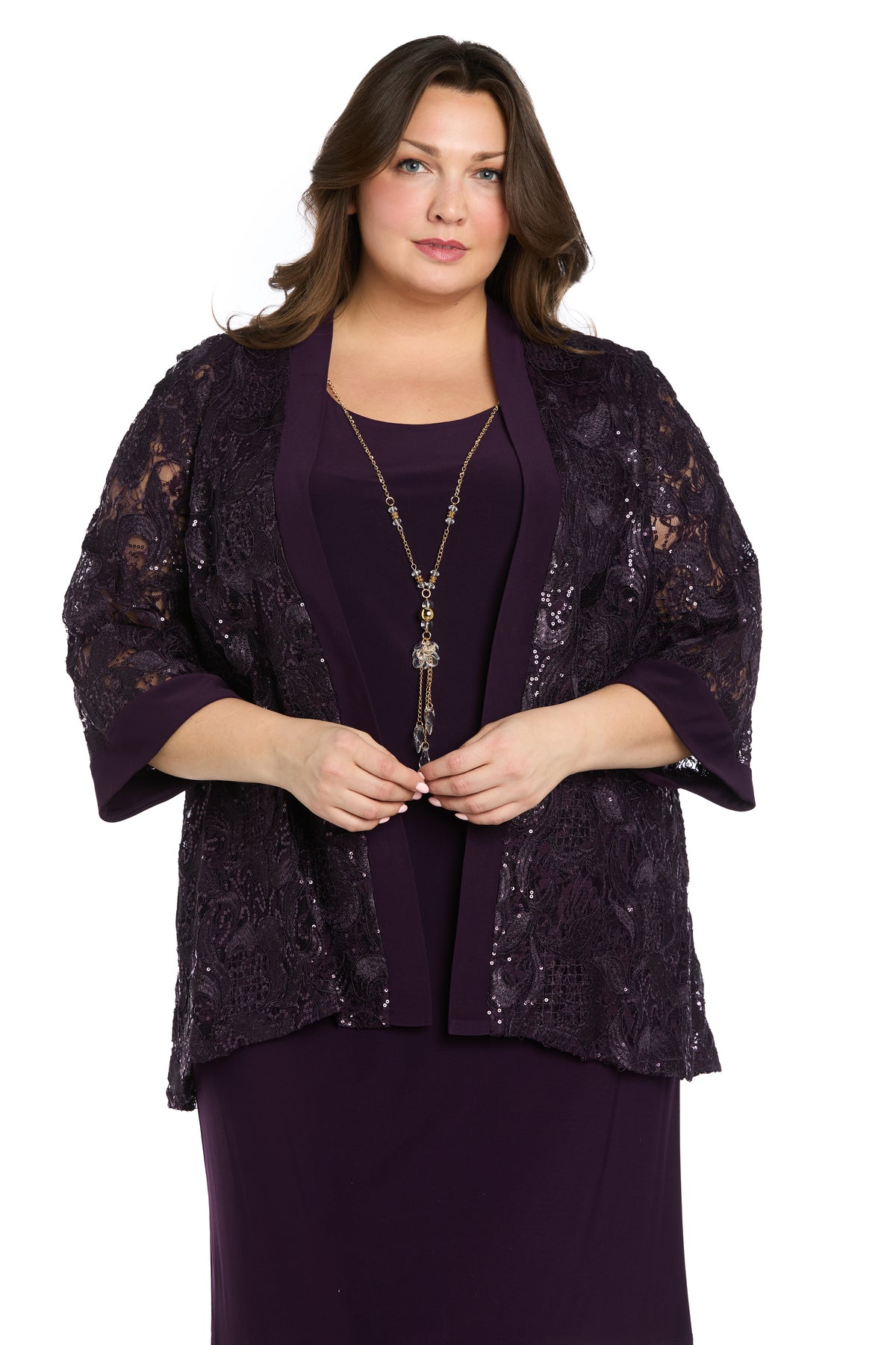 Plus Size Short Jacket Dress Mother of the Bride R&M Richards 1827W