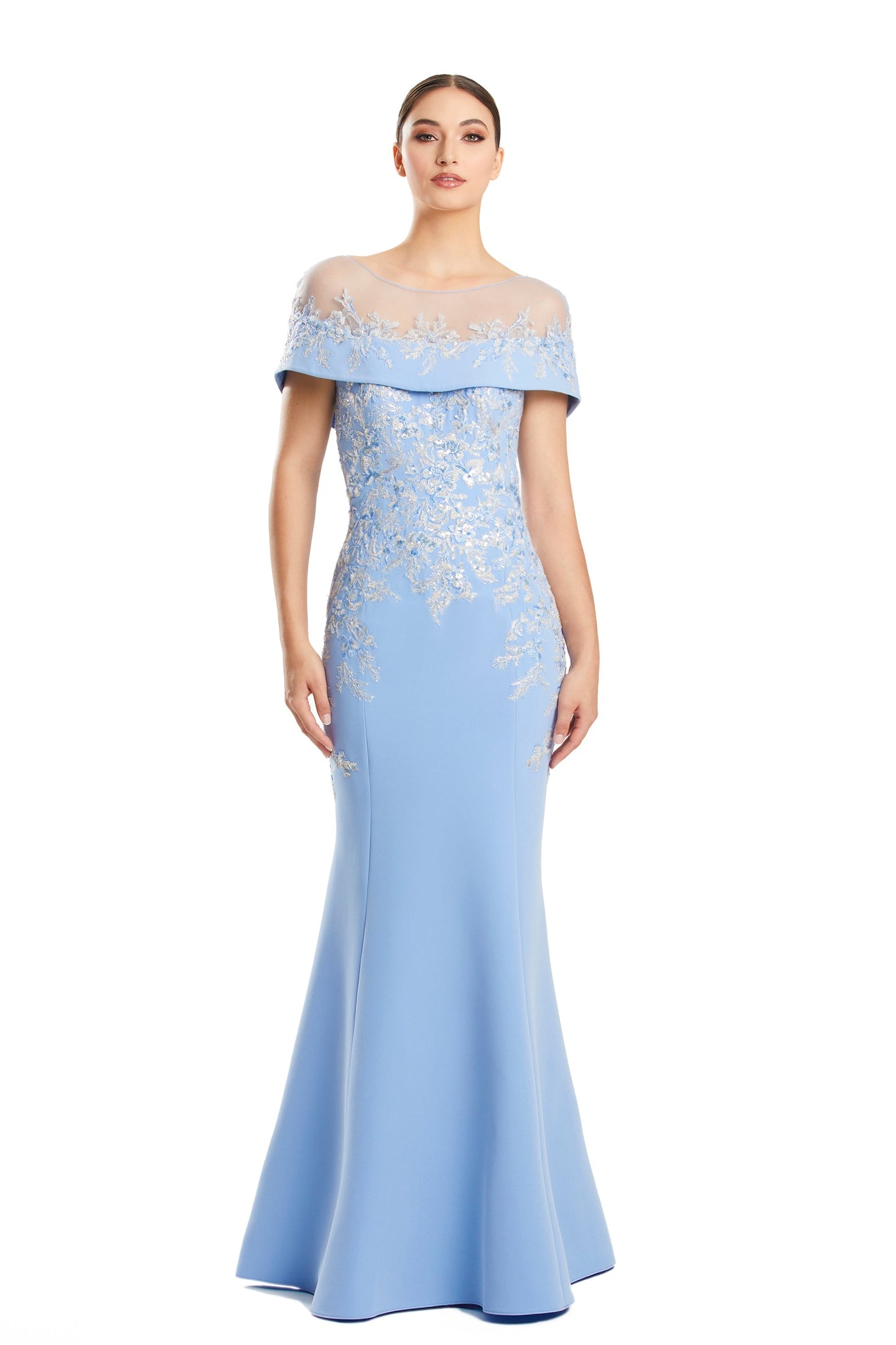 Alexander by Daymor 1866F23 Long Formal Beaded Cape Mother of the Bride Dress