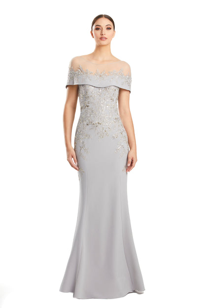 Alexander by Daymor 1866F23 Long Formal Beaded Cape Mother of the Bride Dress