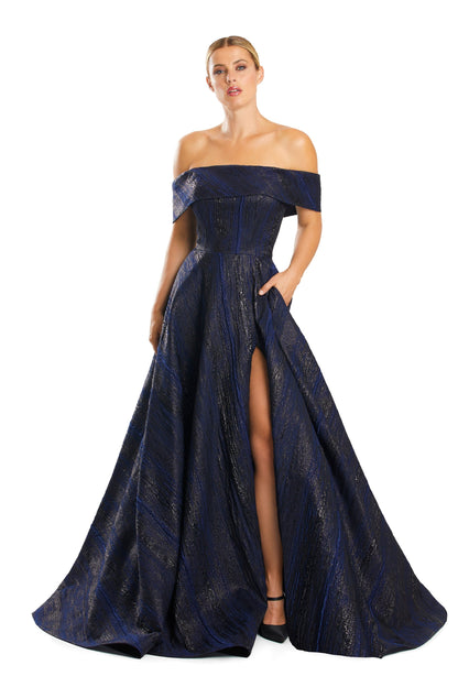 Alexander by Daymor 1872F23 Slit Long Formal Pocket A Line Prom Dress