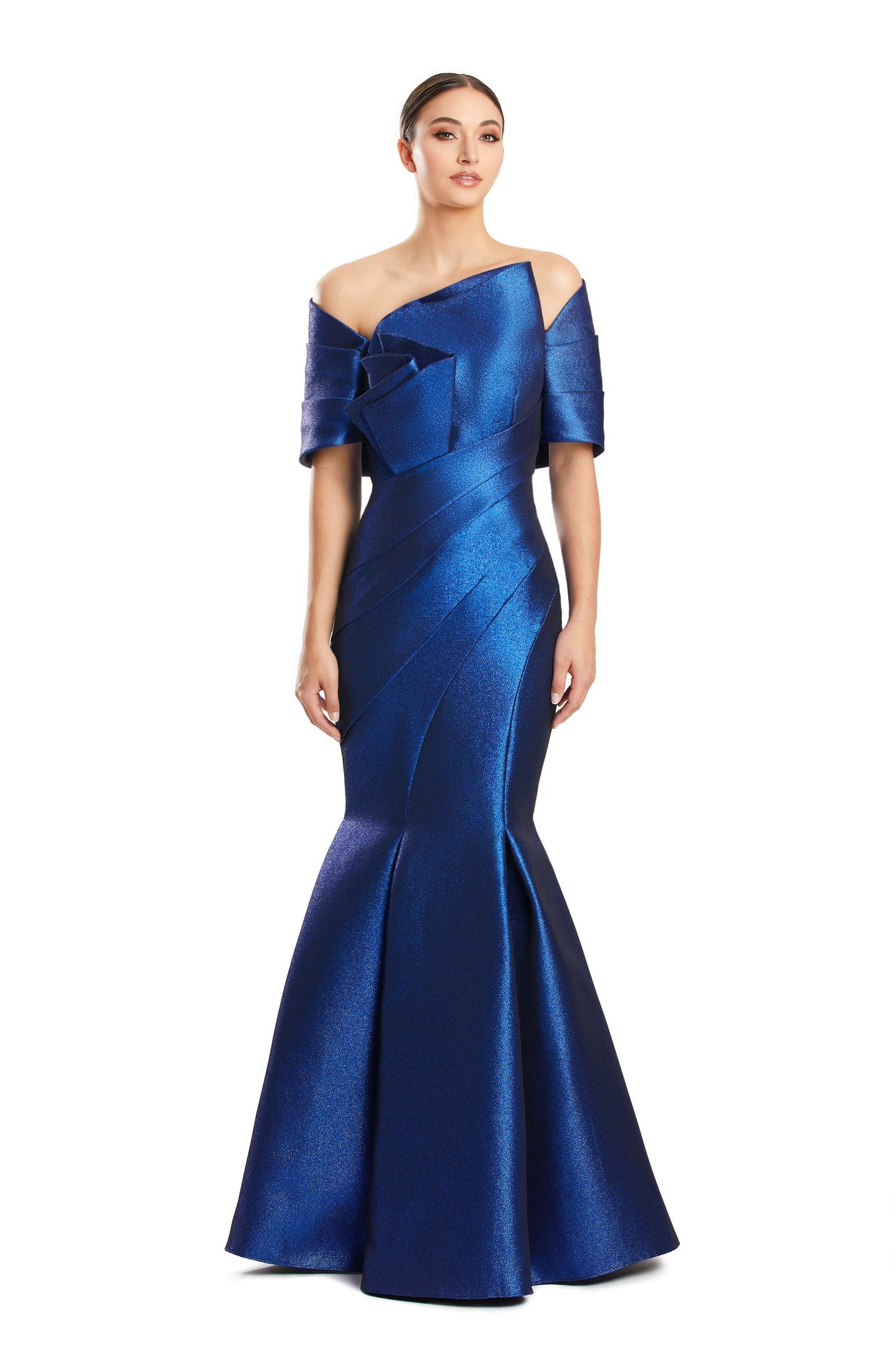 Alexander by Daymor 1879F23 Pleated Long Formal Mermaid Prom Evening Dress