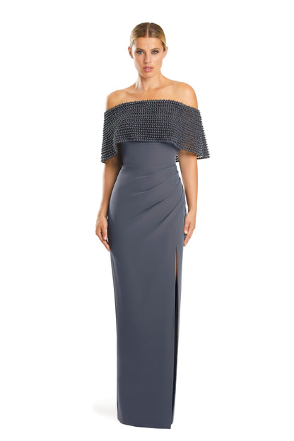 Alexander by Daymor 1883F23 Formal Long Pleated Evening Cape Dress