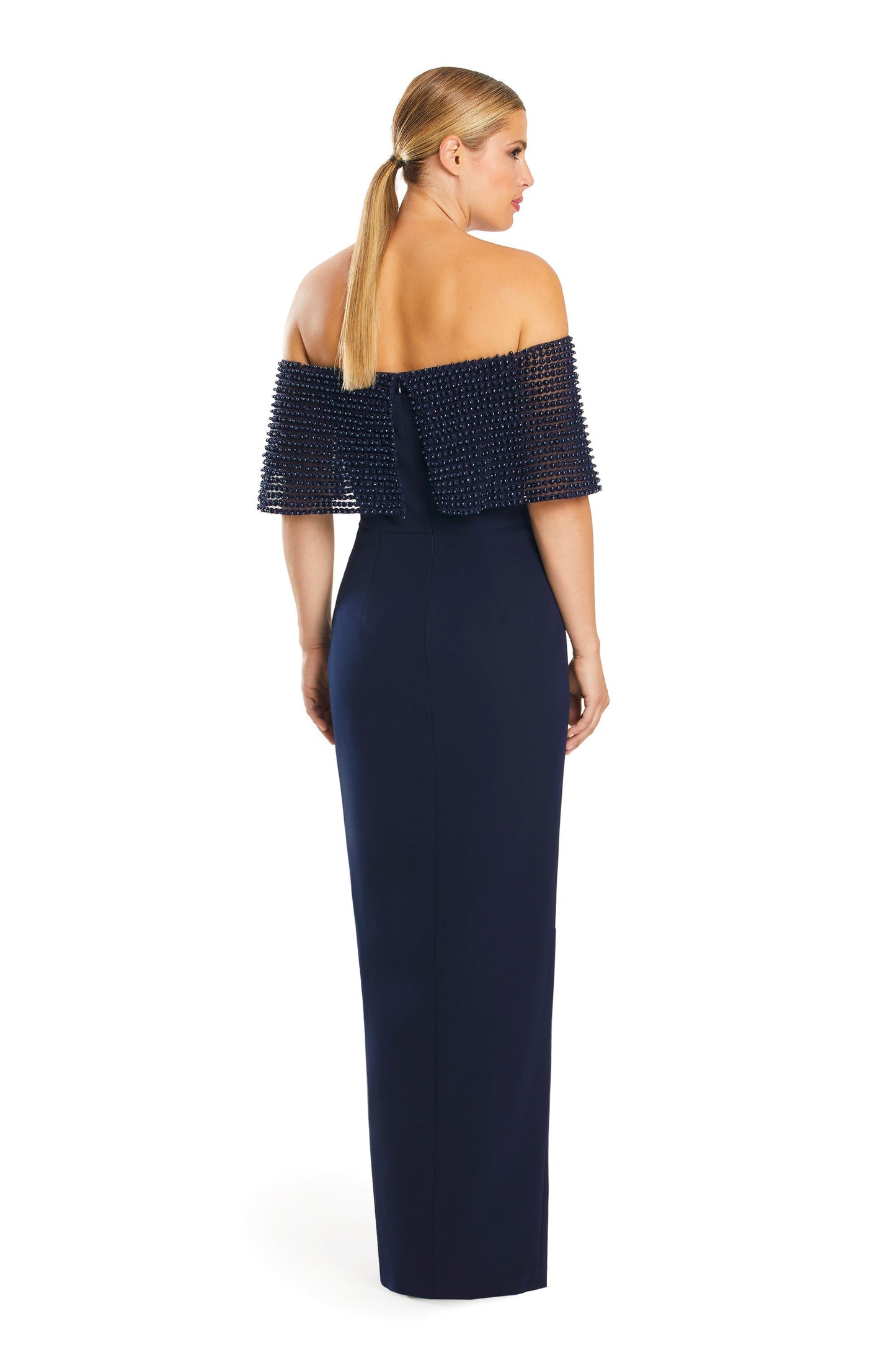 Alexander by Daymor 1883F23 Formal Long Pleated Evening Cape Dress