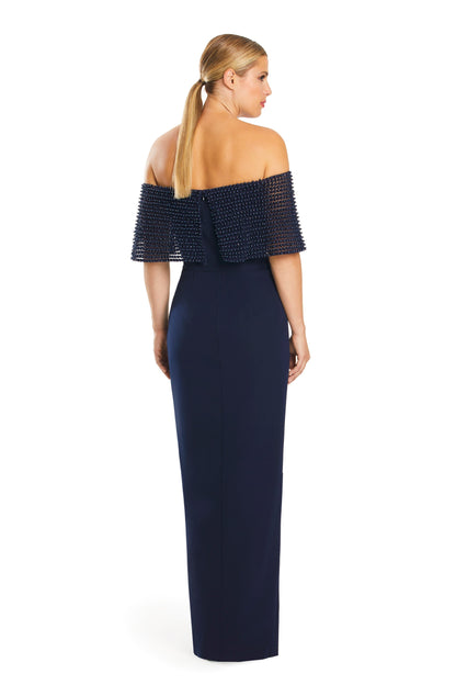 Alexander by Daymor 1883F23 Formal Long Pleated Evening Cape Dress