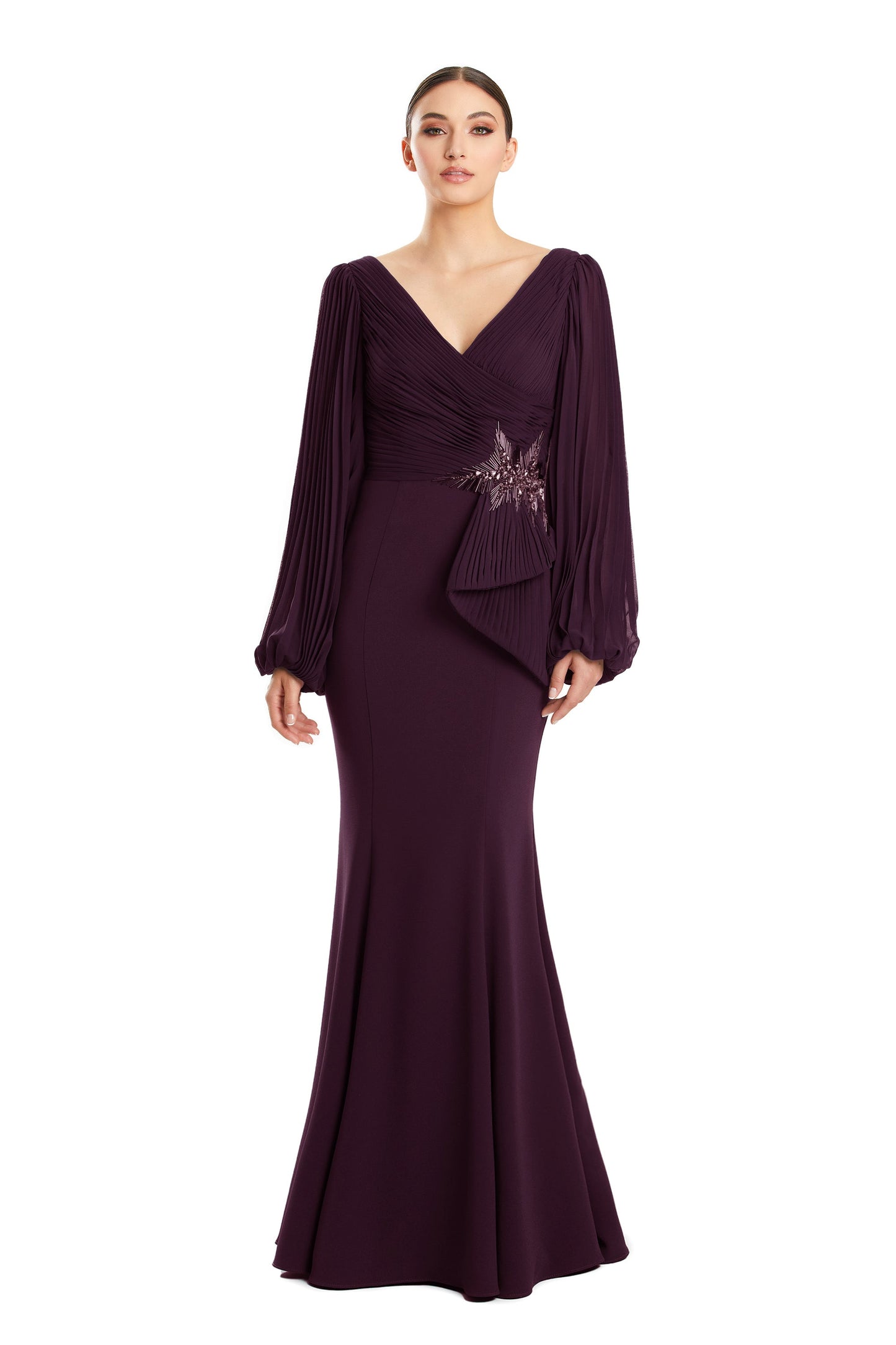 Alexander by Daymor 1886F23 Long Sleeve Formal Beaded Mermaid Dress