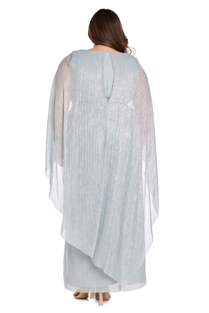 Plus Size Long Dress Formal Metallic Cape R&M Richards 1911W
