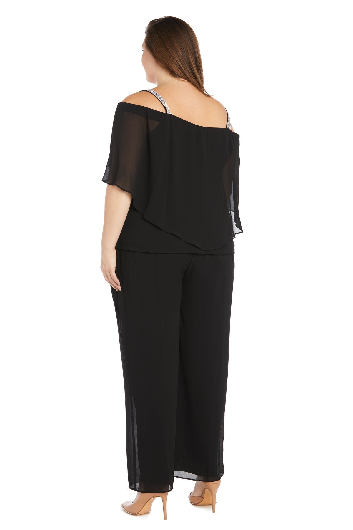 Plus Size Long Formal Pant Suit Ruffle R&M Richards 1939W