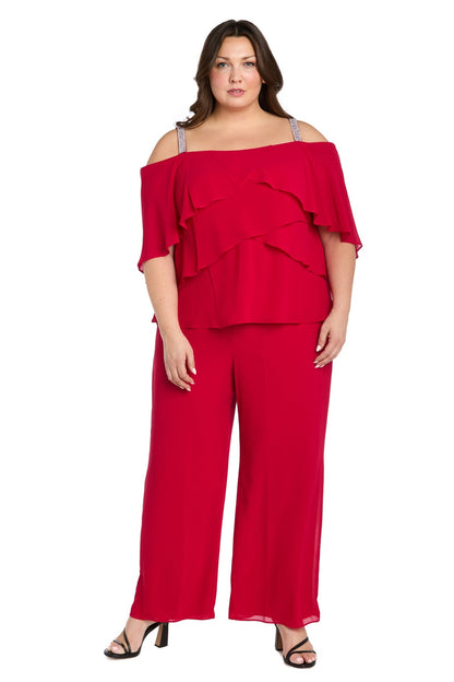 Plus Size Long Formal Pant Suit Ruffle R&M Richards 1939W
