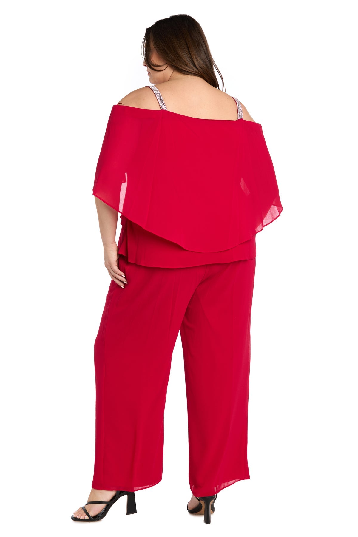 Plus Size Long Formal Pant Suit Ruffle R&M Richards 1939W