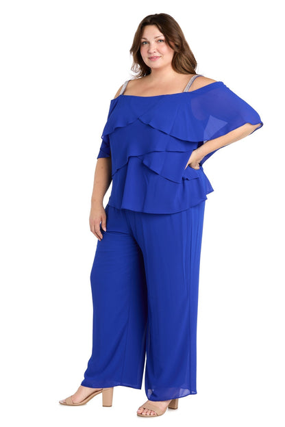 Plus Size Long Formal Pant Suit Ruffle R&M Richards 1939W