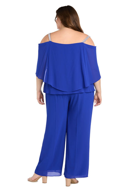 Plus Size Long Formal Pant Suit Ruffle R&M Richards 1939W