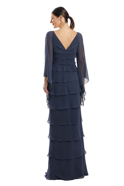 Alexander by Daymor 1957S24 Beaded Long Sleeve Formal Tiered Evening Dress