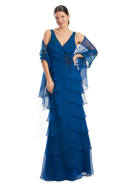 Alexander by Daymor 1958S24 A Line Long Formal Layered Evening Prom Dress