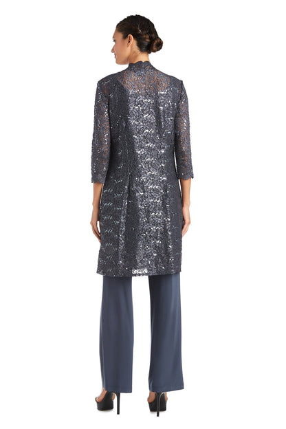 Long Formal Pant Suit Metallic Lace R&M Richards 1993