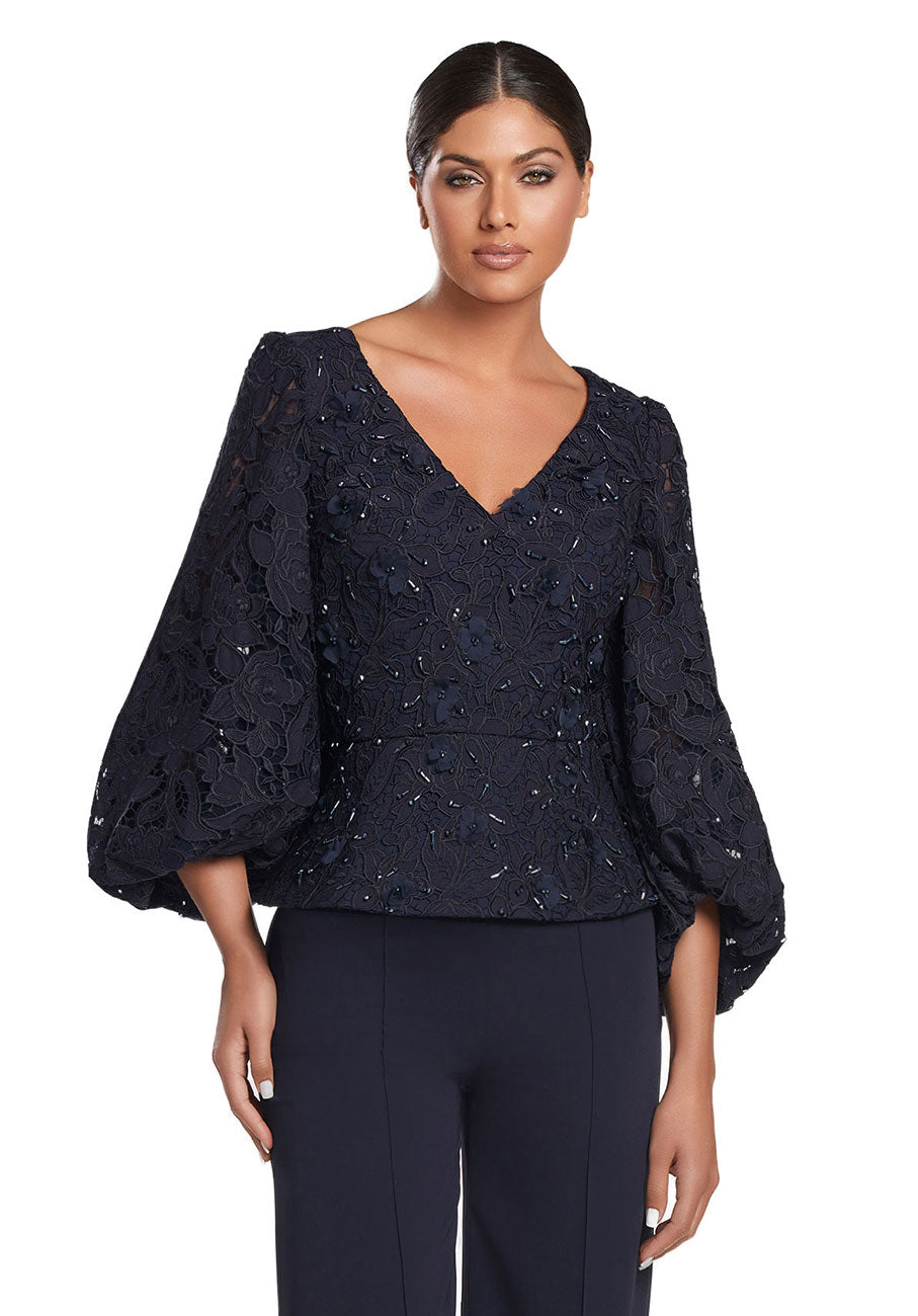 Alexander by Daymor 2042-45F24 Long Formal Lace Peplum Jumpsuit