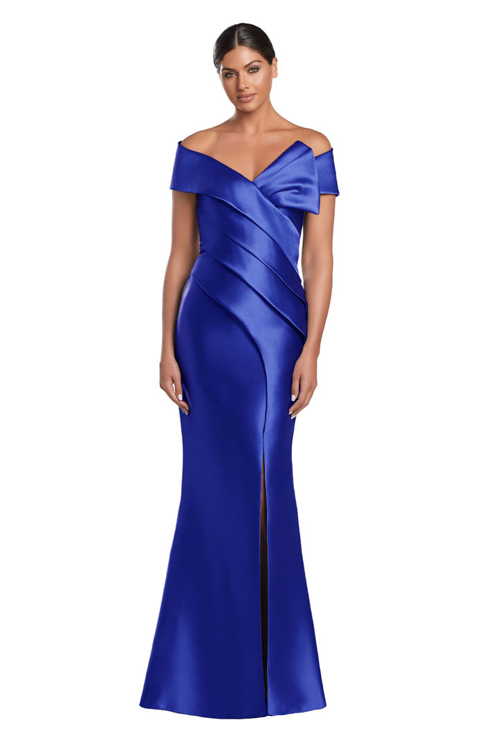 Alexander by Daymor 2052F24 Pleated Formal Long Evening Slit Dress