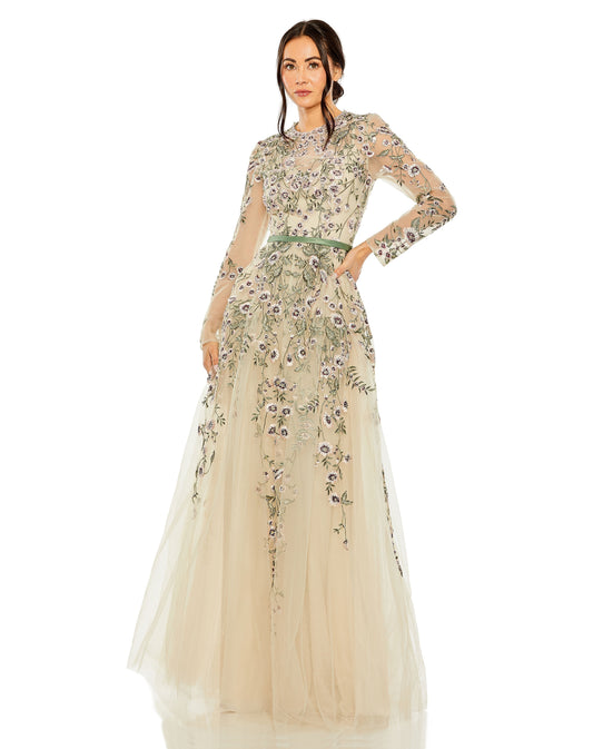 Long Sleeve Formal A Line Evening Gown Long Sleeve A Line Evening Mac Duggal 20580