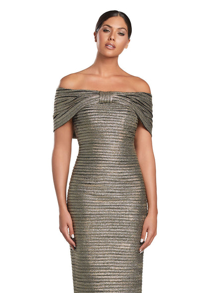 Alexander by Daymor 2066F24 Pleated Long Formal Evening Glitter Dress
