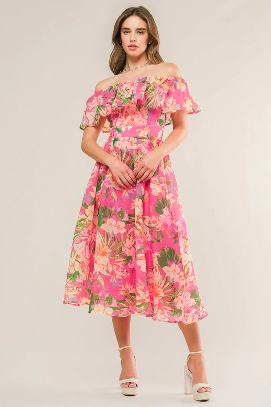 HAPPIEST HERE PINK MIDI DRESS