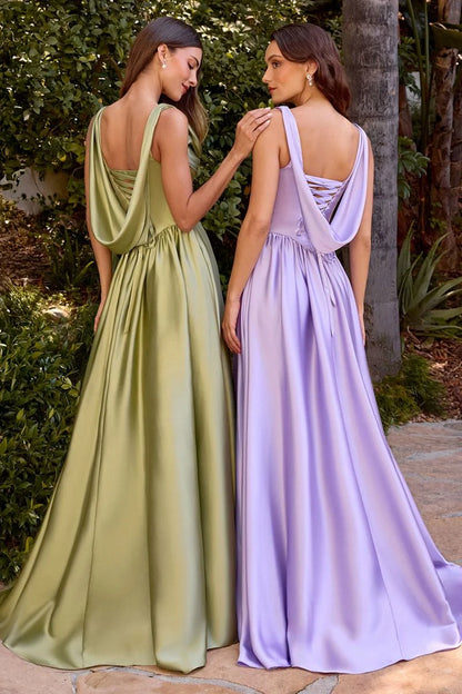 BEATRICE GOWN - A-LINE DRESS WITH DRAPED COWL BACK