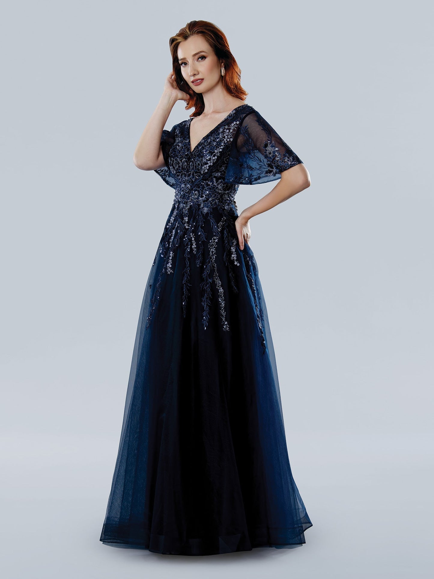 Stella Couture 25307 A Line Long Formal Floral Beaded Mother of the Bride Dress