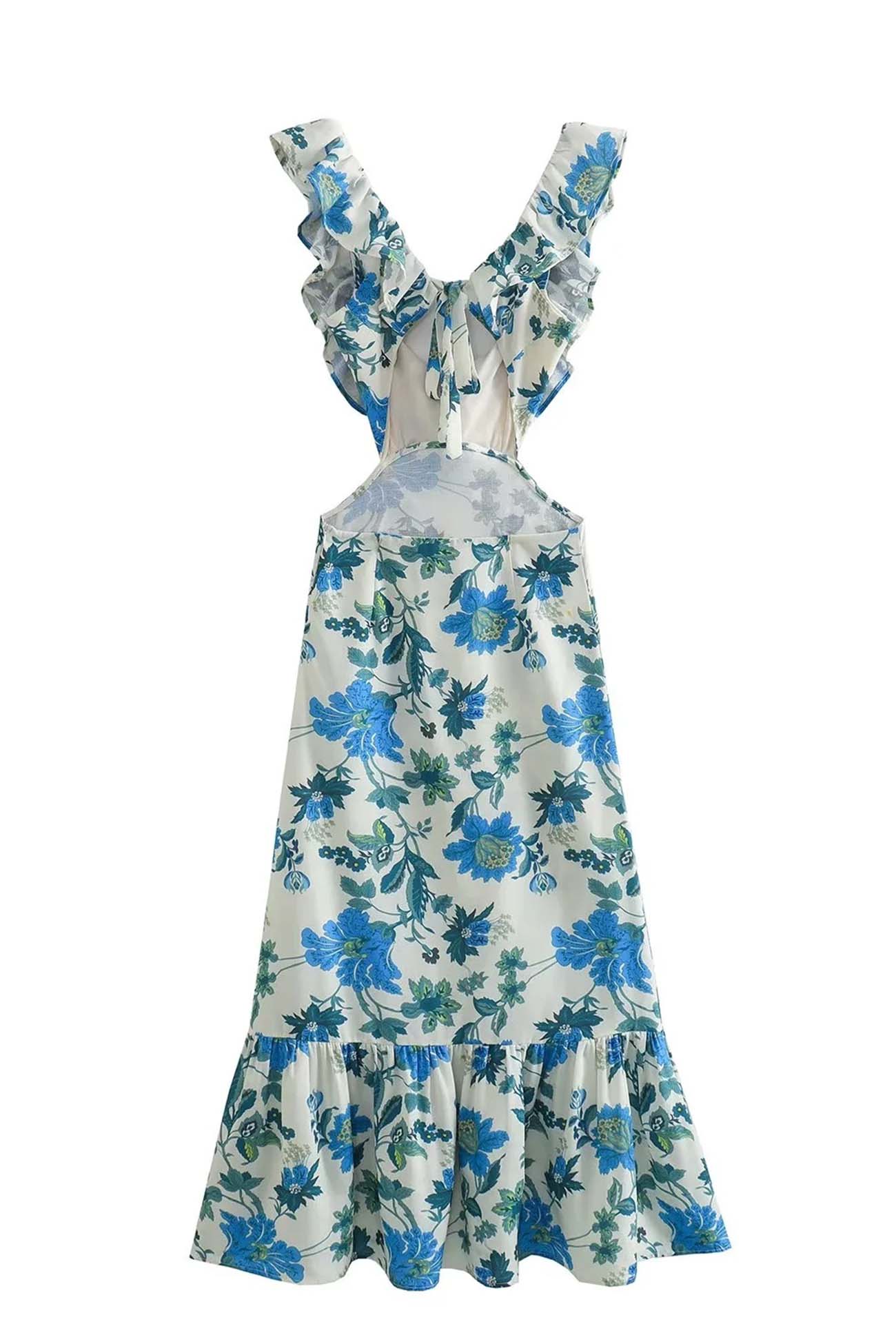 Amelora – Romantic Ruffle Dress with Floral Print