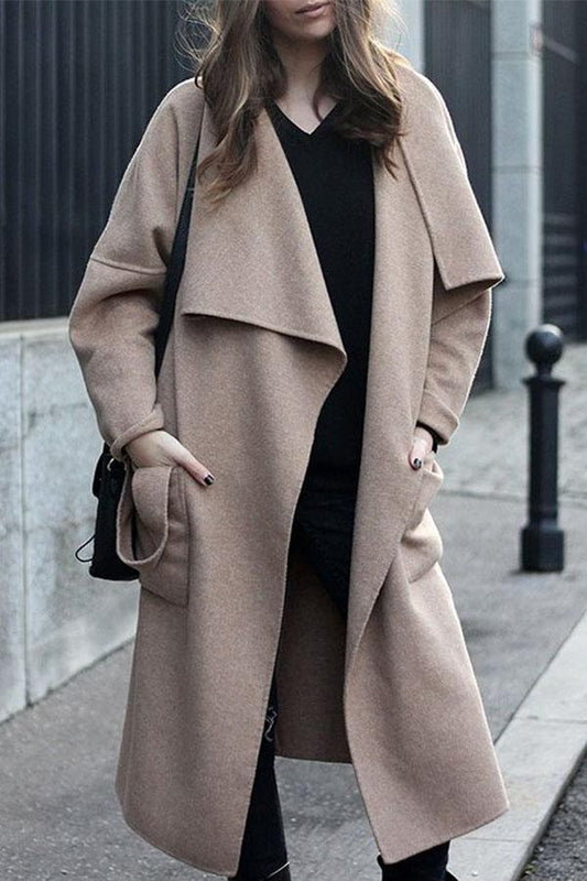 Fashion Casual Solid Color Lapel Coat