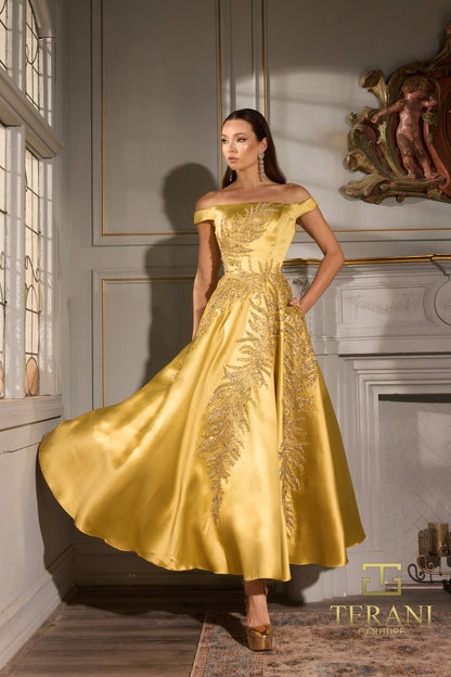 Terani Couture 252C5004 A Line Tea Length Cocktail Dress