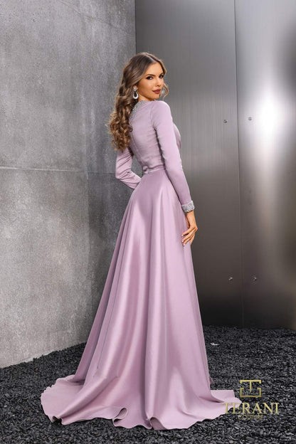 Terani Couture 252E5108 Long Sleeve Formal Overskirt Evening Dress