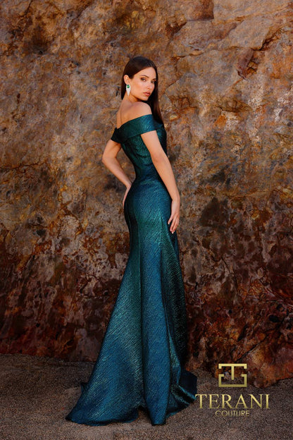 Terani Couture 252M5364 Long Fitted Formal Peplum Evening Dress