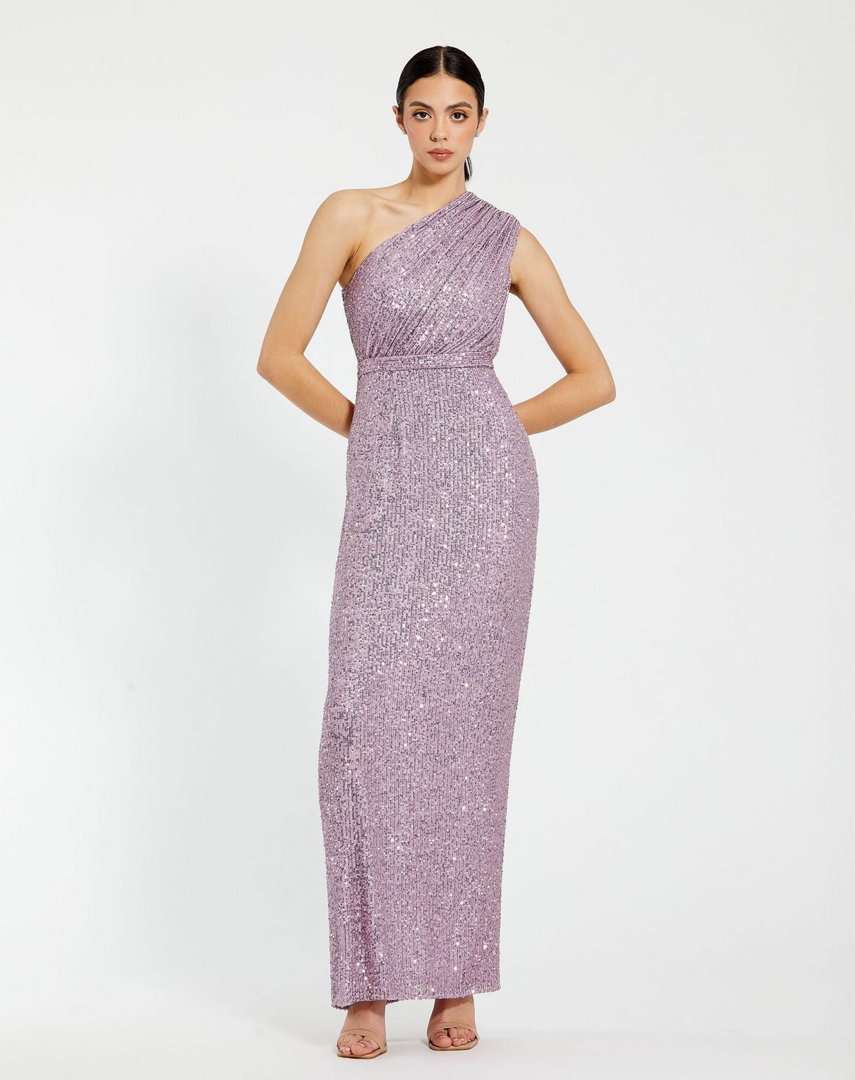 Long One Shoulder Formal Prom Gown One Shoulder Detail Mac Duggal 26694