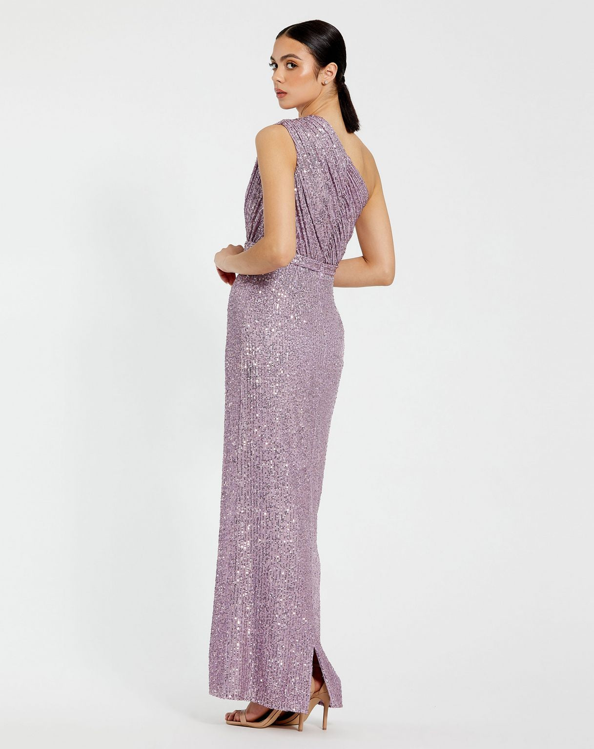Long One Shoulder Formal Prom Gown One Shoulder Detail Mac Duggal 26694