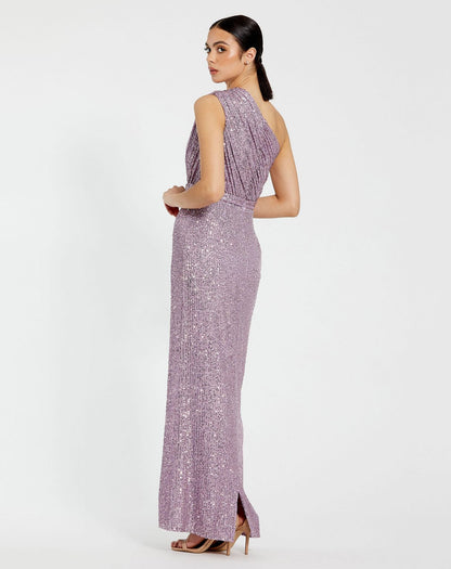 Long One Shoulder Formal Prom Gown One Shoulder Detail Mac Duggal 26694