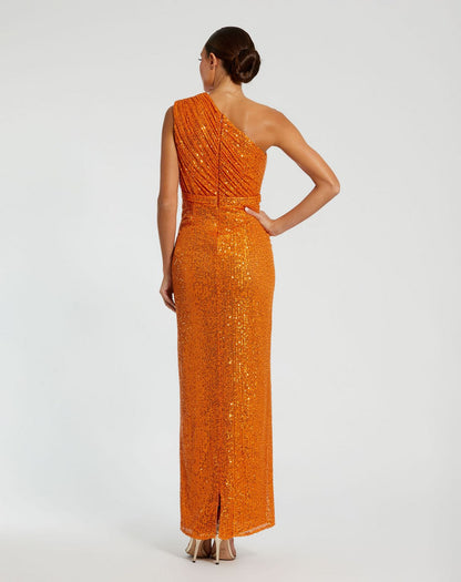 Long One Shoulder Formal Prom Gown One Shoulder Detail Mac Duggal 26694
