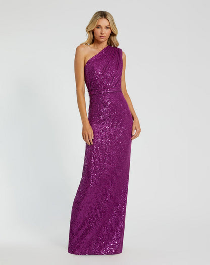 Long One Shoulder Formal Prom Gown One Shoulder Detail Mac Duggal 26694