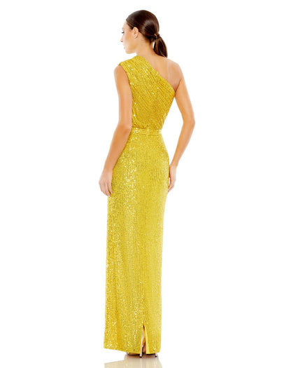 Long One Shoulder Formal Prom Gown One Shoulder Detail Mac Duggal 26694