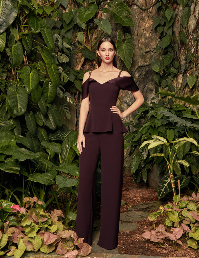 Alexander by Daymor 990A Long Formal Two Piece Peplum Pant Suit