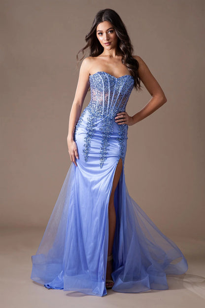 Blakely Gown - Strapless Embellished Corset Tulle Dress