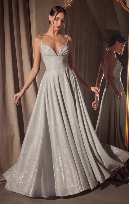 Gwendolyn Gown - Shimmer Lace-Up Back A-Line Evening Dress
